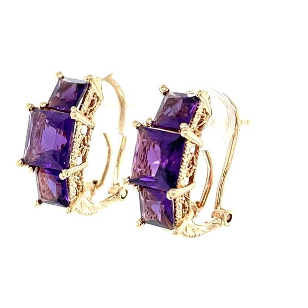 14K Yellow Gold Estate Filigree Mined Amethyst Leverback Earrings Image 2 Minor Jewelry Inc. Nashville, TN