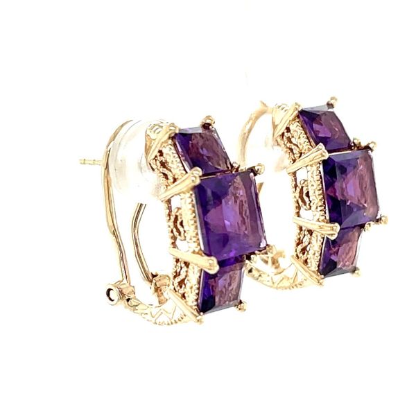 14K Yellow Gold Estate Filigree Mined Amethyst Leverback Earrings Image 3 Minor Jewelry Inc. Nashville, TN