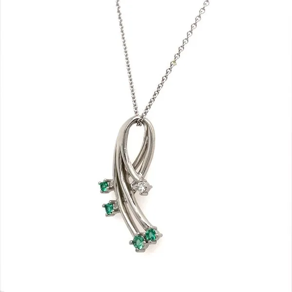 Platinum Emerald and Diamond Pendant Necklace Image 2 Minor Jewelry Inc. Nashville, TN
