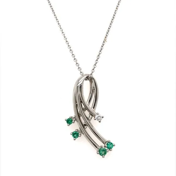Platinum Emerald and Diamond Pendant Necklace Minor Jewelry Inc. Nashville, TN