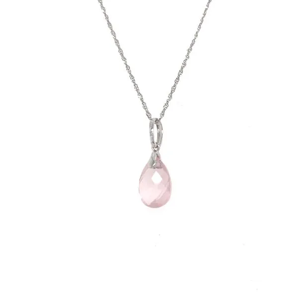 14K White Gold Rose Quartz and Diamond Pendant Necklace similar item image
