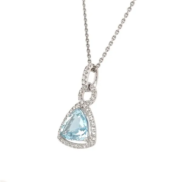 14K White Gold Aquamarine and Diamond Pendant Necklace Image 2 Minor Jewelry Inc. Nashville, TN