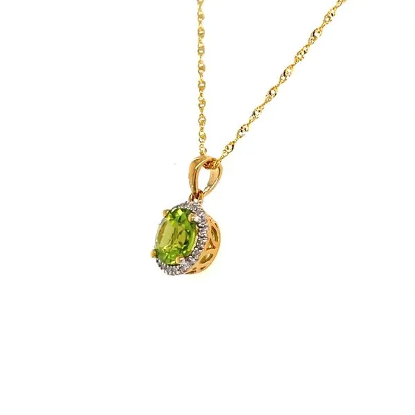 14K Yellow Gold Peridot and Diamond Pendant Necklace Image 2 Minor Jewelry Inc. Nashville, TN