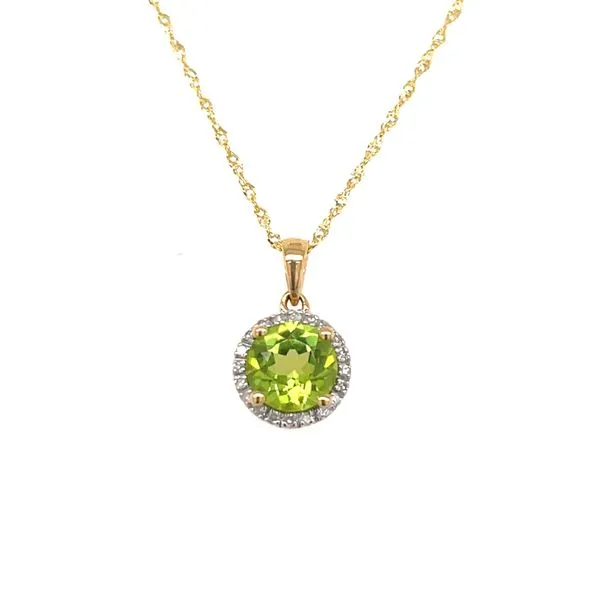 14K Yellow Gold Peridot and Diamond Pendant Necklace similar item image