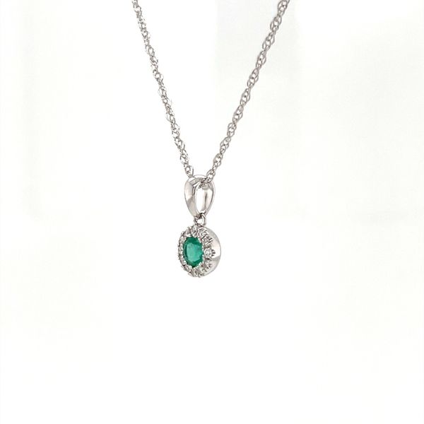 14K White Gold Emerald and Diamond Pendant Necklace Image 2 Minor Jewelry Inc. Nashville, TN