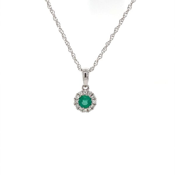 14K White Gold Emerald and Diamond Pendant Necklace Minor Jewelry Inc. Nashville, TN
