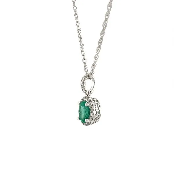 14K White Gold Emerald and Diamond Pendant Necklace Image 2 Minor Jewelry Inc. Nashville, TN