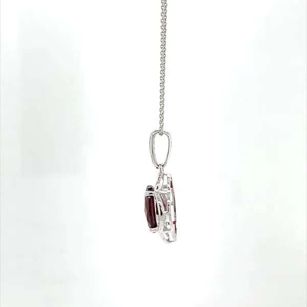 14K White Gold Garnet and Diamond Pendant Necklace Image 2 Minor Jewelry Inc. Nashville, TN