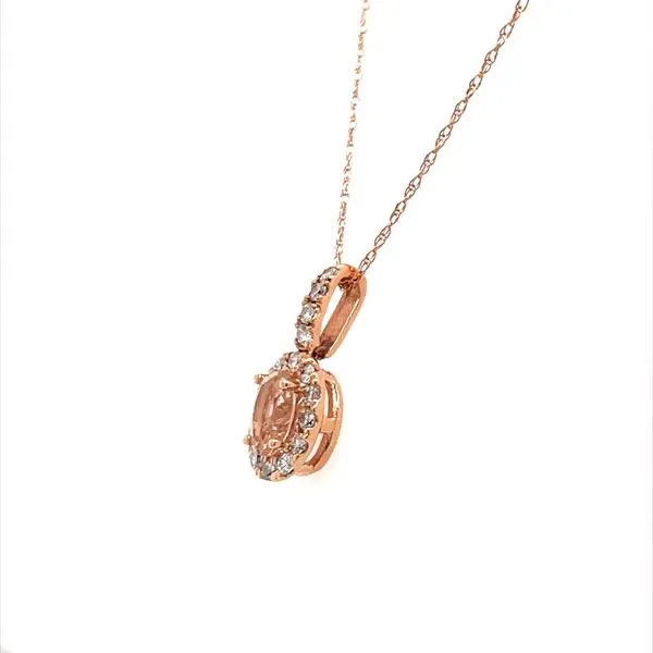 14K Rose Gold Diamond and Morganite Pendant Necklace