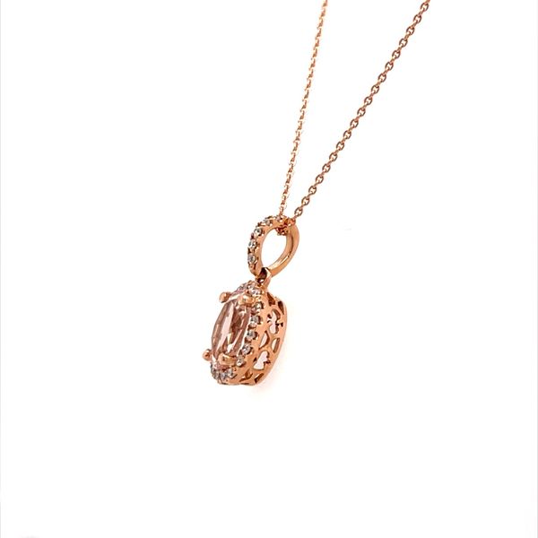 14K Rose Gold Morganite and Diamond Pendant Necklace Image 2 Minor Jewelry Inc. Nashville, TN