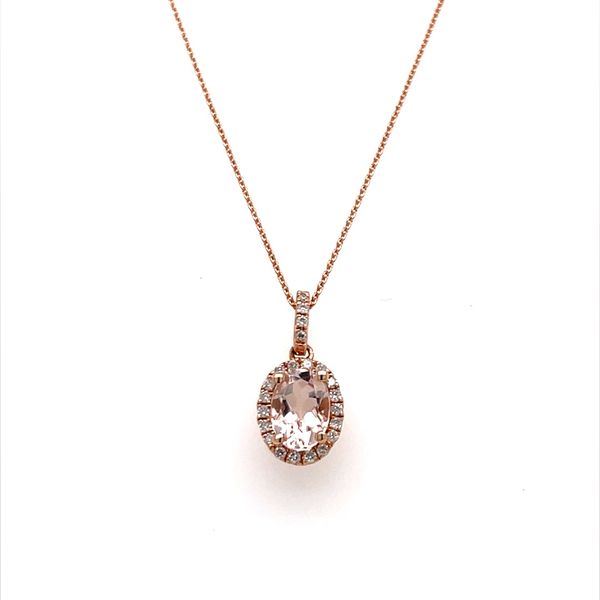 14K Rose Gold Morganite and Diamond Pendant Necklace Minor Jewelry Inc. Nashville, TN