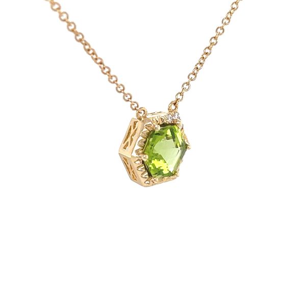 14K Yellow Gold Peridot and Diamond Pendant Necklace Image 3 Minor Jewelry Inc. Nashville, TN