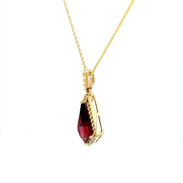 14K Yellow Gold Garnet and Diamond Pendant on14K Yellow Gold 18 Inch Chain Image 2 Minor Jewelry Inc. Nashville, TN