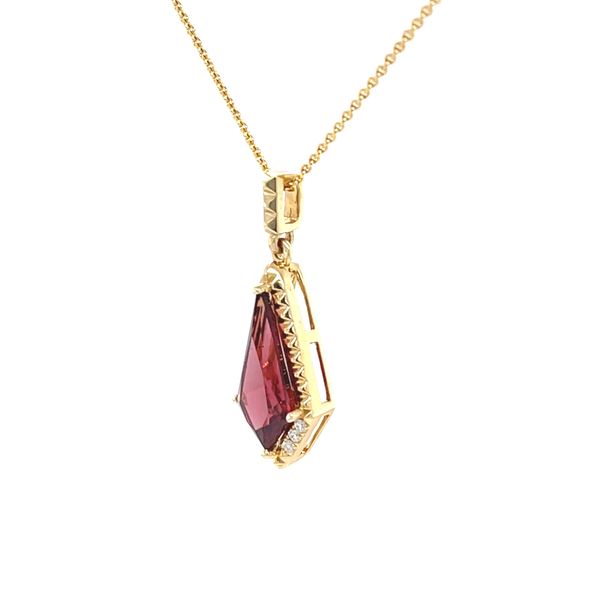 14K Yellow Gold Garnet and Diamond Pendant Necklace Image 3 Minor Jewelry Inc. Nashville, TN