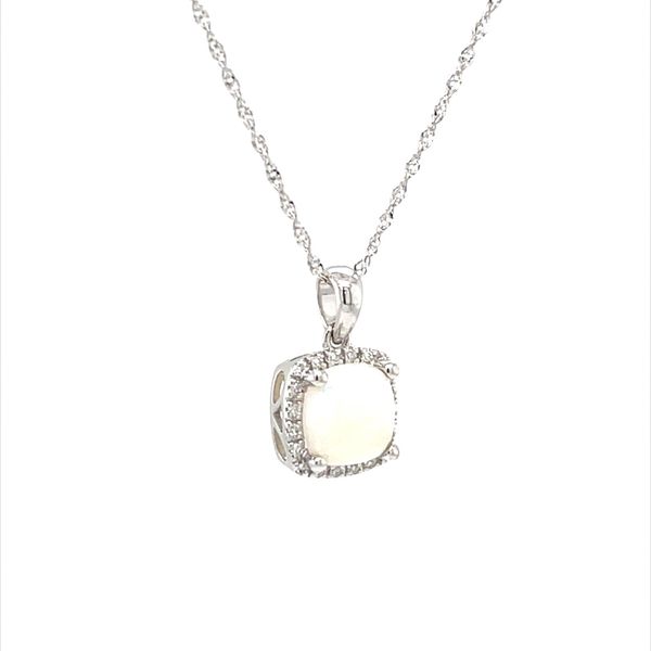 14K White Gold Opal and Diamond Pendant on 14K White Gold Chain Image 2 Minor Jewelry Inc. Nashville, TN