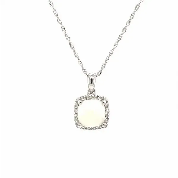 14K White Gold Opal and Diamond Pendant on 14K White Gold Chain Minor Jewelry Inc. Nashville, TN