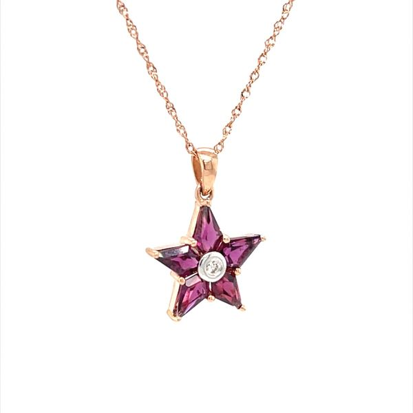 14K Rose Gold Rhodolite Garnet and Diamond Pendant Necklace Image 2 Minor Jewelry Inc. Nashville, TN