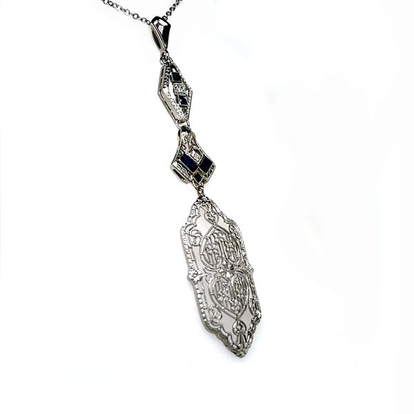 14K White Gold Sapphire and Diamond Pendant Necklace Image 2 Minor Jewelry Inc. Nashville, TN