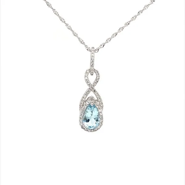 14K White Gold Aquamarines and Diamonds Pendant on 14K White Gold Chain Minor Jewelry Inc. Nashville, TN