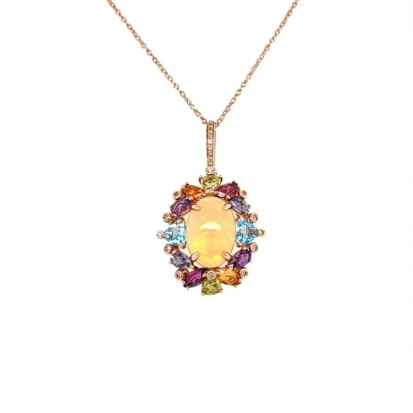 14K Rose Gold Opal, Amethyst, Garnet, Citrine, Peridot, Topaz and Diamond Pendant Necklace Image 3 Minor Jewelry Inc. Nashville, TN