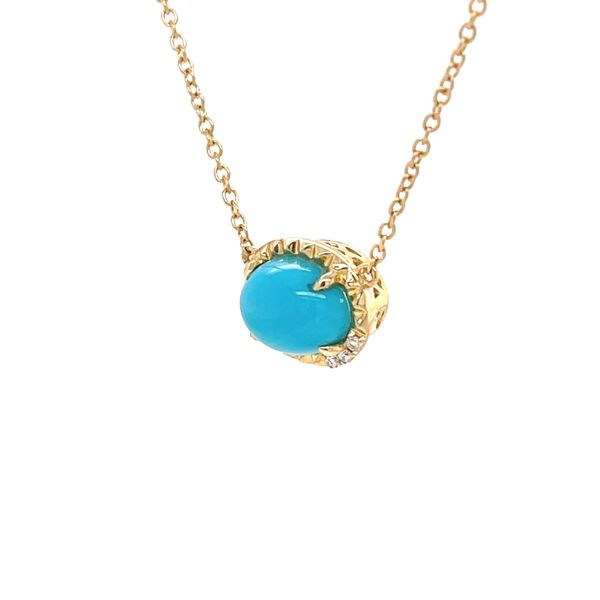 14K Yellow Gold Turquoise and Diamond Pendant Necklace Image 2 Minor Jewelry Inc. Nashville, TN