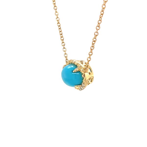 14K Yellow Gold Turquoise and Diamond Pendant Necklace Image 5 Minor Jewelry Inc. Nashville, TN
