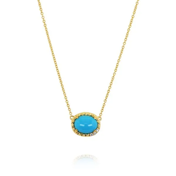 14K Yellow Gold Turquoise and Diamond Pendant Necklace Minor Jewelry Inc. Nashville, TN
