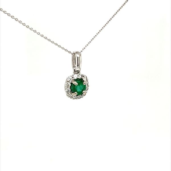 14K White Gold Semi-Mount Emerald Halo Pendant Image 2 Minor Jewelry Inc. Nashville, TN