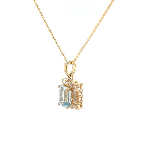 14K Yellow Gold Estate Mined Diamond and Blue Topaz Pendant Necklace Image 2 Minor Jewelry Inc. Nashville, TN
