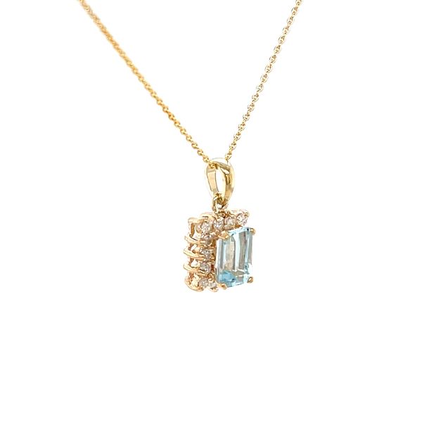 14K Yellow Gold Estate Mined Diamond and Blue Topaz Pendant Necklace Image 3 Minor Jewelry Inc. Nashville, TN