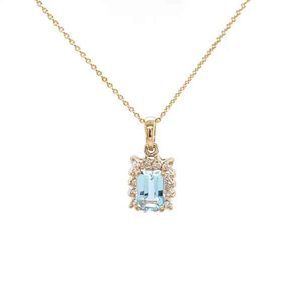 14K Yellow Gold Estate Mined Diamond and Blue Topaz Pendant Necklace Minor Jewelry Inc. Nashville, TN