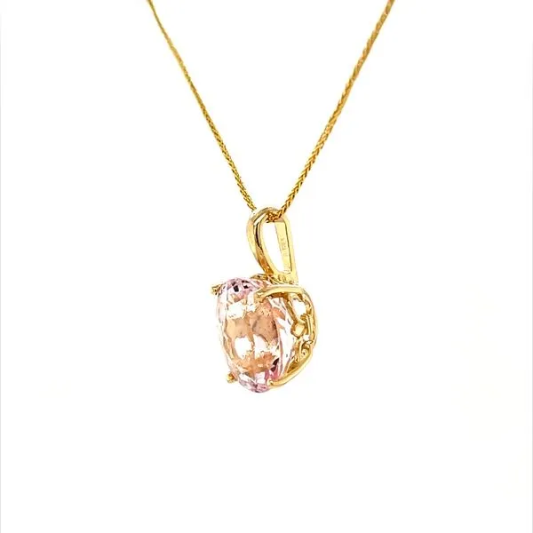 14K Yellow Gold Morganite And Diamond Pendant Image 2 Minor Jewelry Inc. Nashville, TN