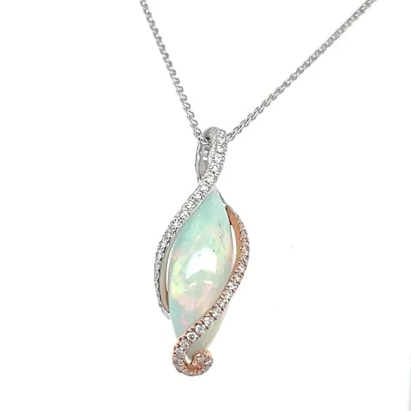 14K Rose Gold Opal and Diamond Pendant Necklace Image 3 Minor Jewelry Inc. Nashville, TN