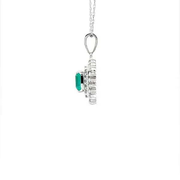 Platinum Estate Emerald and Diamond Pendant on 18 Inch Chain Image 3 Minor Jewelry Inc. Nashville, TN