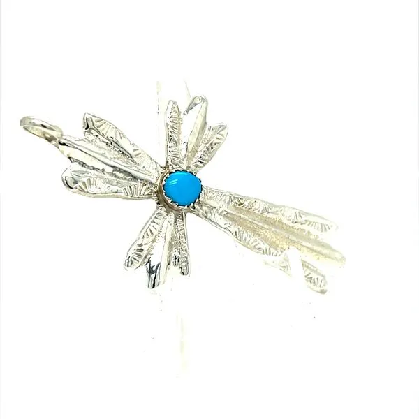 Sterling Silver Cross Pendant With One Turquoise Image 3 Minor Jewelry Inc. Nashville, TN