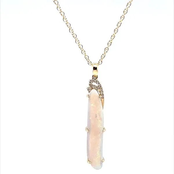 14K Yellow Gold Freeform Opal Pendant Necklace