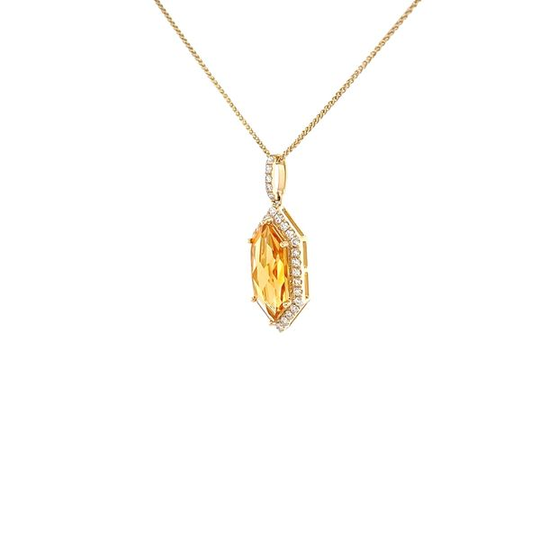 14K Yellow Gold Citrine and Diamond Pendant Necklace Image 2 Minor Jewelry Inc. Nashville, TN