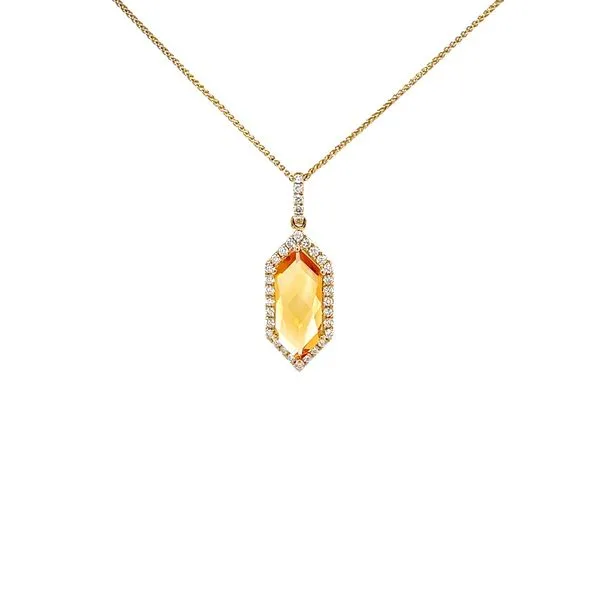 14K Yellow Gold Citrine and Diamond Pendant Necklace Minor Jewelry Inc. Nashville, TN