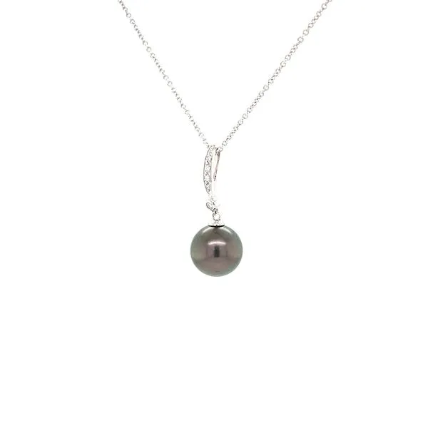 14K White Gold Tahitian South Sea Pearl and Diamond Pendant Necklace Image 2 Minor Jewelry Inc. Nashville, TN