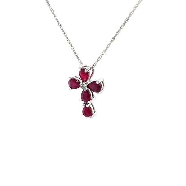 14K White Gold Ruby and Diamond Pendant Necklace Image 2 Minor Jewelry Inc. Nashville, TN