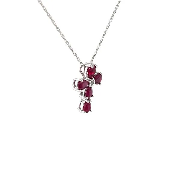 14K White Gold Ruby and Diamond Pendant Necklace Image 3 Minor Jewelry Inc. Nashville, TN