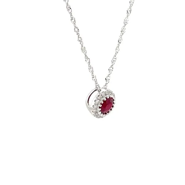 14K White Gold Mined Ruby and Diamond Pendant Image 3 Minor Jewelry Inc. Nashville, TN