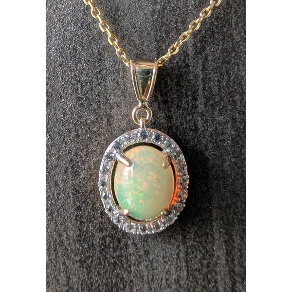 10K Yellow Gold Opal and White Sapphire Pendant Image 2 Minor Jewelry Inc. Nashville, TN