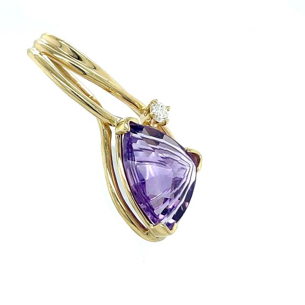 14K Yellow Gold Estate Mined Amethyst and Diamond Pendant Image 3 Minor Jewelry Inc. Nashville, TN