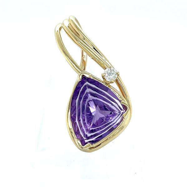 14K Yellow Gold Estate Mined Amethyst and Diamond Pendant Minor Jewelry Inc. Nashville, TN