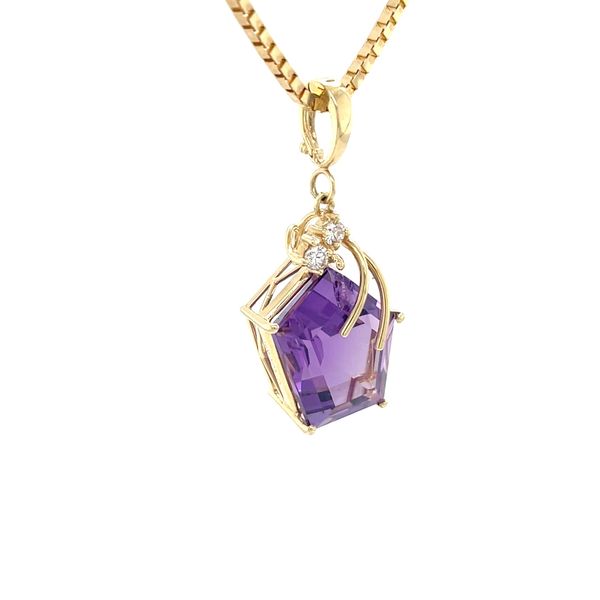 14K Yellow Gold Estate Mined Amethyst and Diamond Pendant Necklace Image 2 Minor Jewelry Inc. Nashville, TN