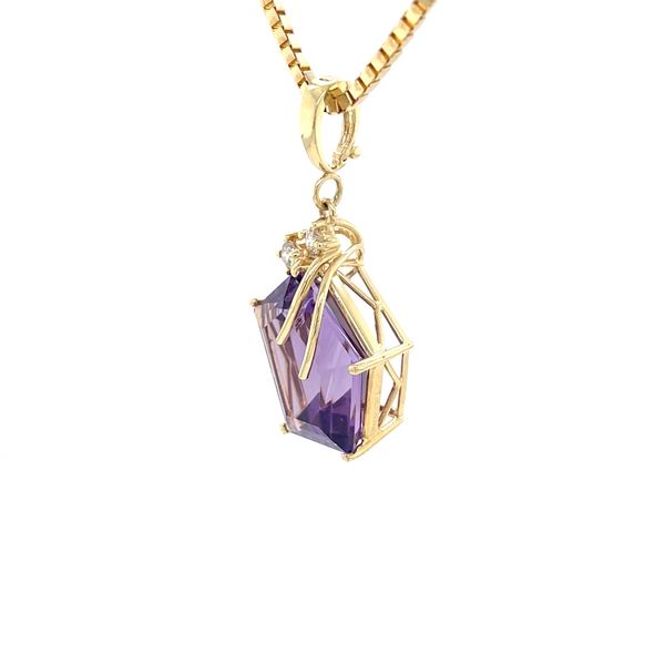 14K Yellow Gold Estate Mined Amethyst and Diamond Pendant Necklace Image 3 Minor Jewelry Inc. Nashville, TN