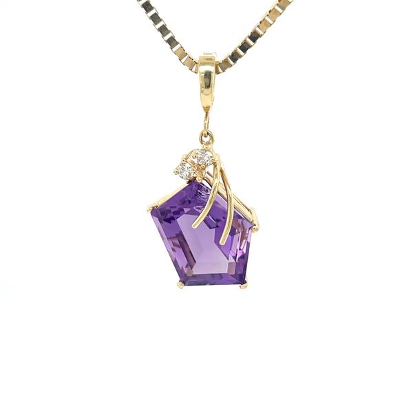 14K Yellow Gold Estate Mined Amethyst and Diamond Pendant Necklace Minor Jewelry Inc. Nashville, TN