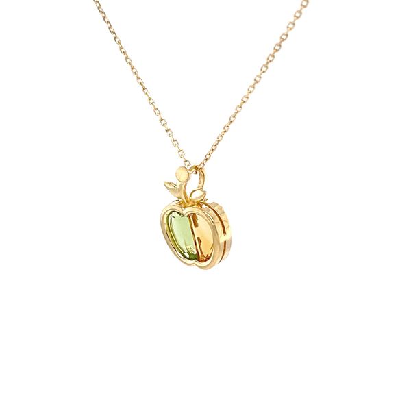 14K Yellow Gold Estate Mined Peridot and Citrine Apple Pendant Necklace Image 2 Minor Jewelry Inc. Nashville, TN