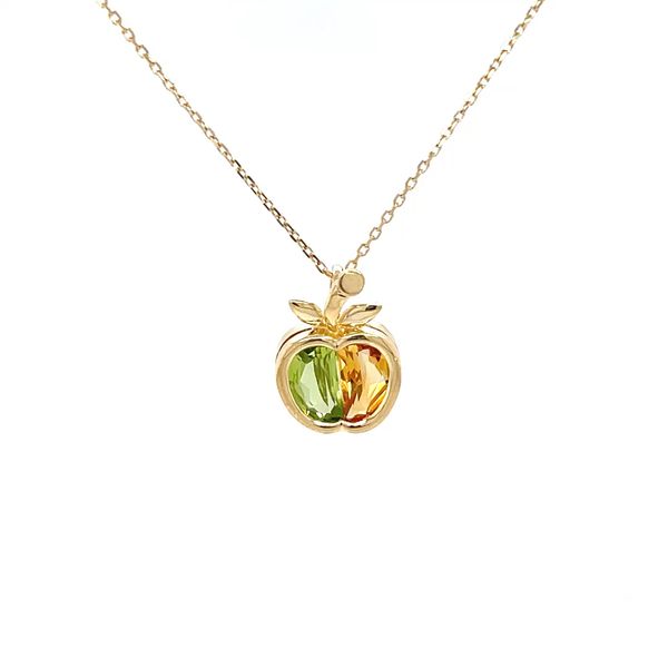14K Yellow Gold Estate Mined Peridot and Citrine Apple Pendant Necklace Minor Jewelry Inc. Nashville, TN